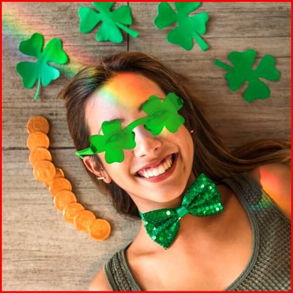 Shamrock Sunglasses Plastic Novelty Party Glasses One Size main image 4